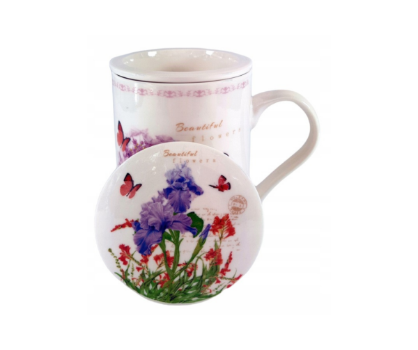 Kubek z zaparzaczem ceramicznym i pokrywką 320 ml 15475