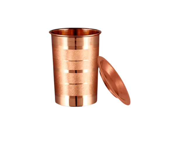 Kubek miedziany z pokrywką w paski Stripe 350 ml - Sattva