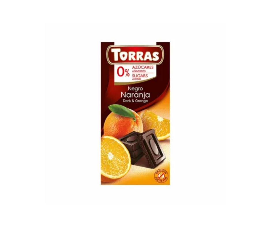 Czekolada Gorzka z Pomarańczami Bez Dodatku Cukru 75 g - Torras
