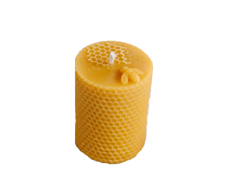 Świeca z wosku pszczelego - walec z pszczółką -Miody Suszka