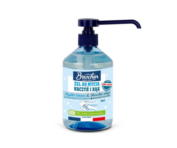 Żel do mycia naczyń i rąk na bazie mydła lnianego i alg morskich 500 ml - Briochin