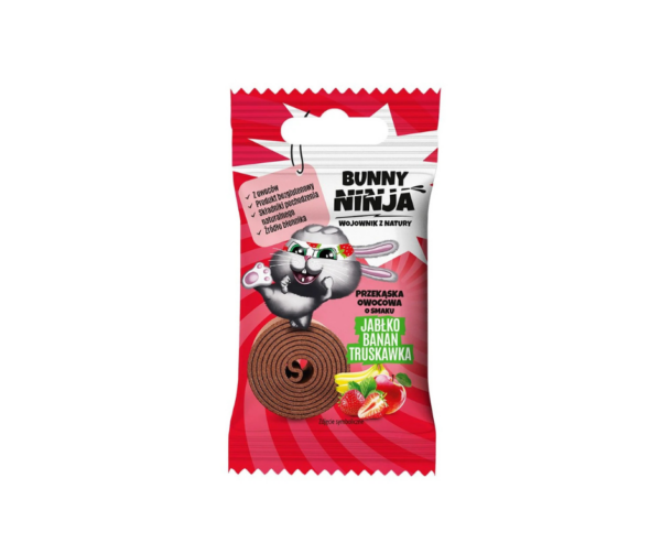 Przekąska owocowa jabłko&banan&truskawka bez cukru bez glutenu 15 g- Bunny Ninja