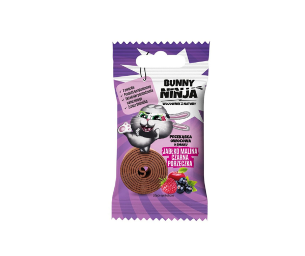 Przekąska owocowa jabłko&malina&porzeczka bez cukru bez glutenu 15 g- Bunny Ninja