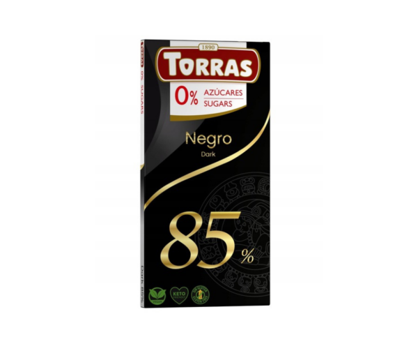 Czekolada gorzka 85% bez cukru, bezglutenowa 75g - Torras