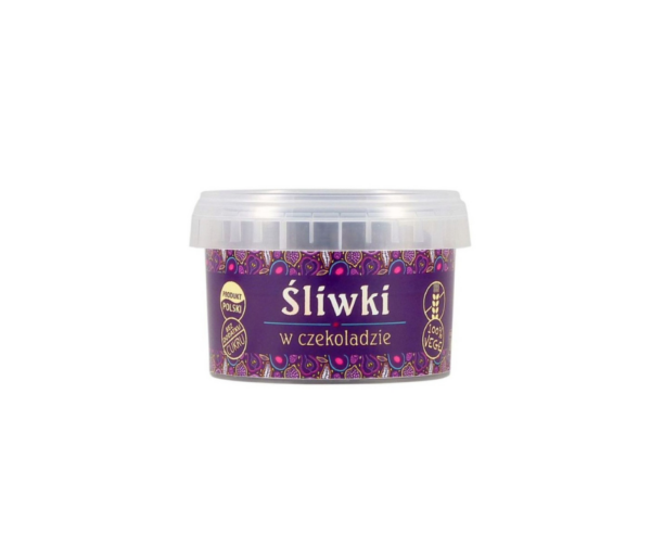 Śliwki suszone w gorzkiej czekoladzie bez cukru  bez glutenu 160g - Pięć przemian