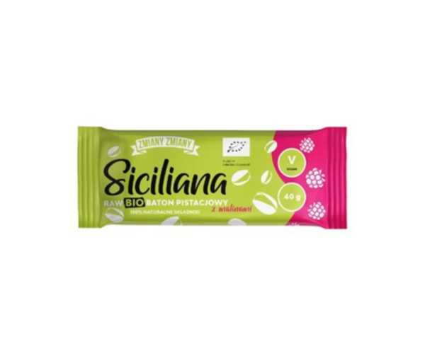 Baton pistacjowy z malinami siciliana raw bezglutenowy 40 g - Zmiany Zmiany