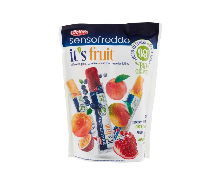 Lody owocowe do zamrożenia bezglutenowe bez cukru bio (10 x 40 ml) 400 ml - Sensofreddo (Dolfin)