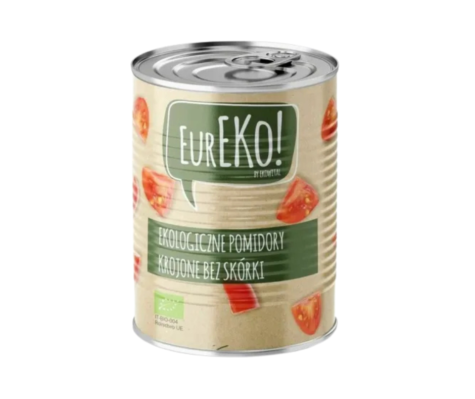 Pomidory Krojone Bez Skórki puszka BIO 400 g (240 g) - Eureko