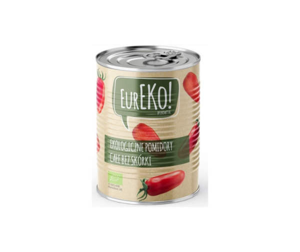 Pomidory całe Bez Skórki puszka BIO 400 g (240 g) - Eureko