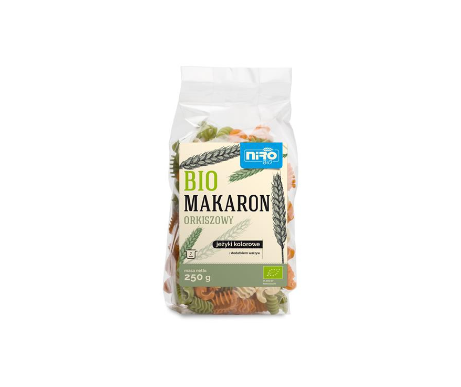 Bio Makaron orkiszowy jeżyki kolorowe 250g bio- Niro