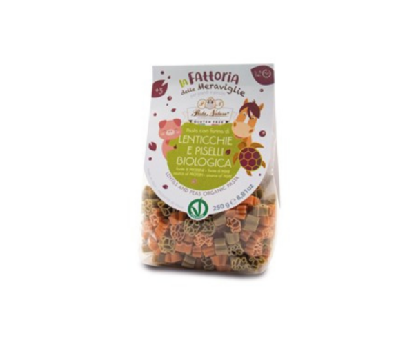 Makaron dla dzieci (z soczewicy, groszku zielonego i ryżu) farma bezglutenowy bio 250 g-Pasta Natura