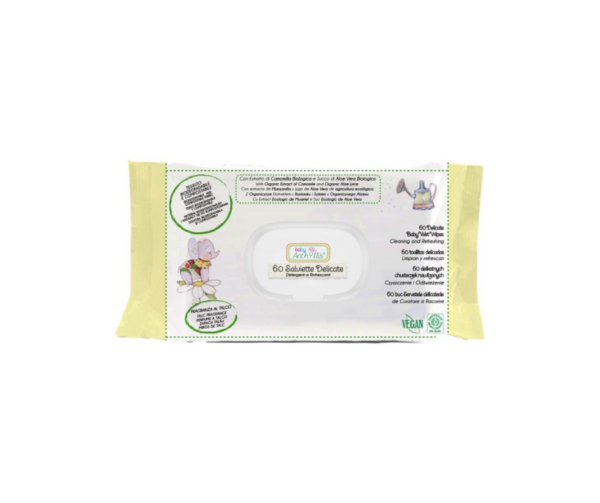 Chusteczki nawilżane dla dzieci i niemowląt, z ekstraktem z rumianku i sokiem z aloesu, 60 szt., Baby Anthyllis