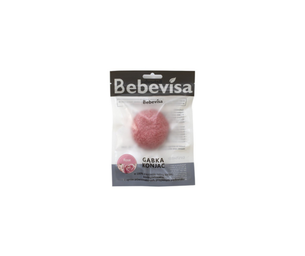 Gąbka Konjac do twarzy, Różana, aż 6,3 - 8 cm średnicy, Bebevisa