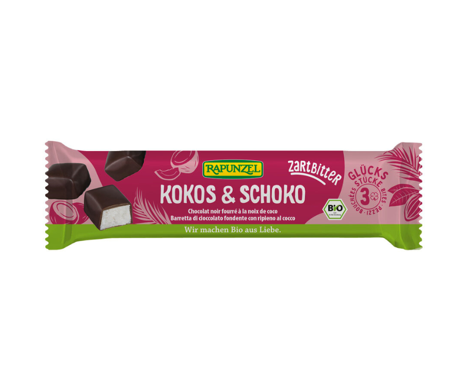 Batoniki kokosowe w czekoladzie gorzkiej bio 50 g -Rapunzel
