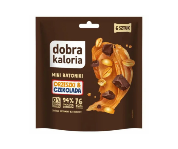 Mini Batoniki Orzeszki i Czekolada Bez Dodatku Cukru 108 g (6x 18 g) - Dobra Kaloria