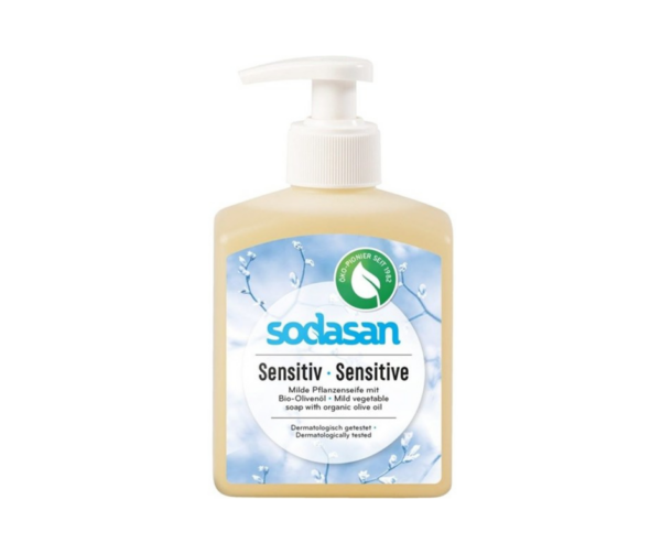 Mydło w płynie oliwkowe sensitive (dozownik) BIO 300 ml – Sodasan