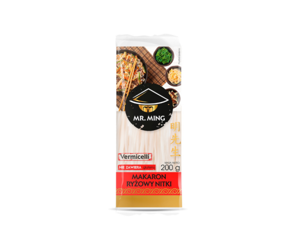 Makaron Ryżowy Nitka bezglutenowy 200 g- Mr.Ming