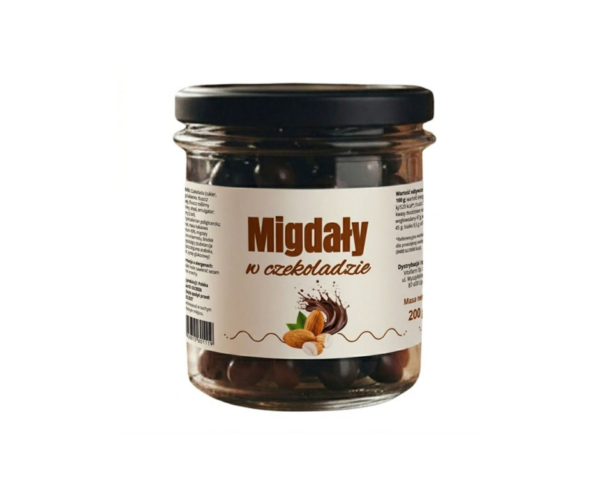 Migdały w czekoladzie deserowej 200g słoik- VitaFarm