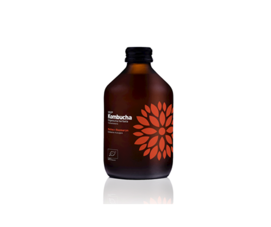 Kombucha z maliną i rozmarynem bezglutenowa bio 330 ml - Vigo