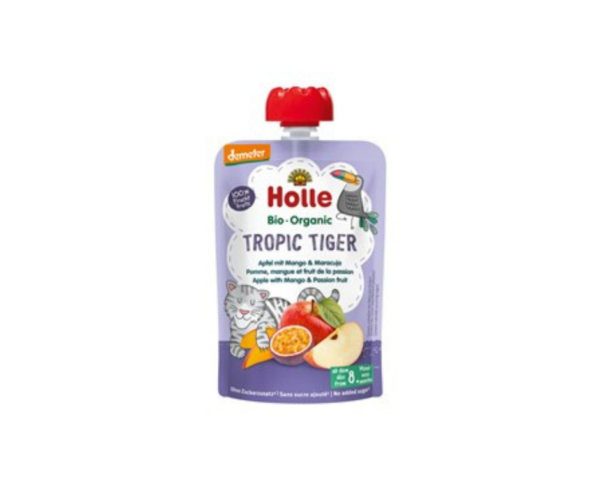 Mus tropikalny tygrysek (jabłko-mango-marakuja) bez dodatku cukrów od 8 msc. życia  demeter bio 100 g - Holle