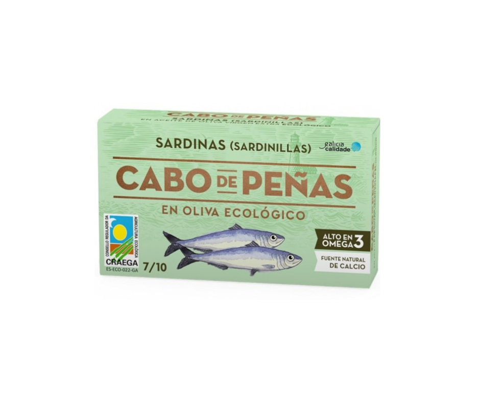 Mini sardynki w ekologicznej oliwie z oliwek 85 g- Cabo de penas