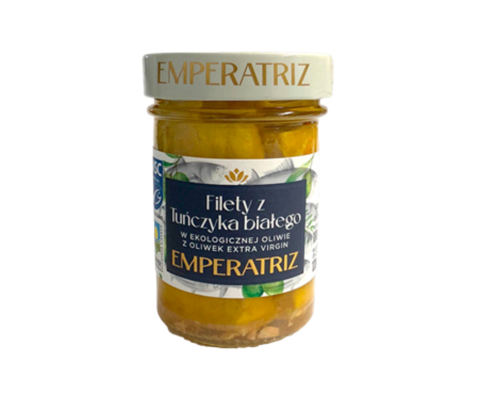 Tuńczyk biały filety MSC w bio oliwie z oliwek extra virgin 180 g (słoik) -Emperatriz