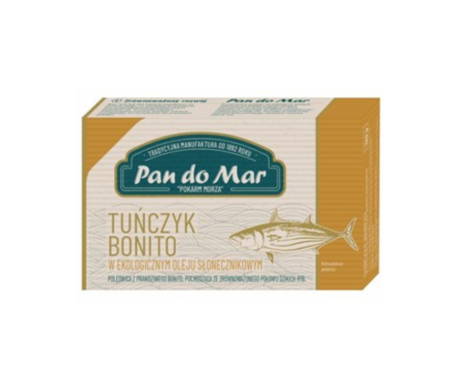 Tuńczyk bonito w bio oleju słonecznikowym 120 g - Pan Do Mar