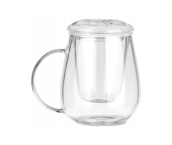 Kubek z zaparzaczem szklanym i pokrywką do herbaty i ziół 530 ml- Vilde