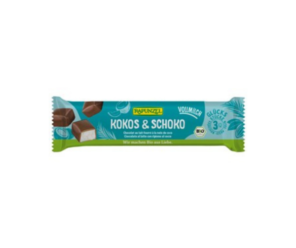 Batoniki kokosowe w czekoladzie mlecznej bio 50 g -Rapunzel