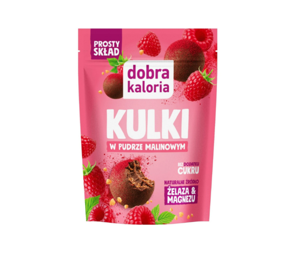 Kulki mocy owocowo-orzechowe z malinami raw bez dodatku cukru 65g - Dobra Kaloria
