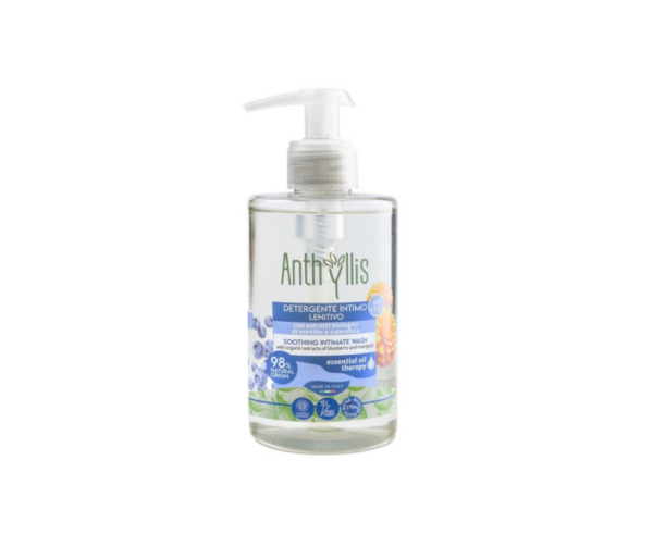 Kojący bio płyn do higieny intymnej, z organicznymi ekstraktami z borówki i nagietka, 300 ml, Pierpaoli Anthyllis,