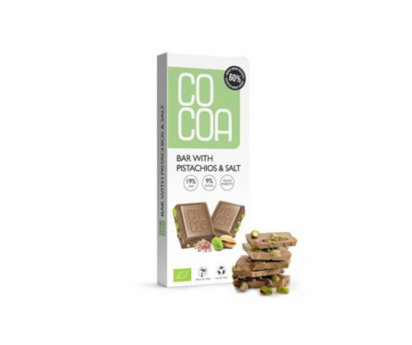 Tabliczka z pistacjami i solą bio 40 g- Cocoa